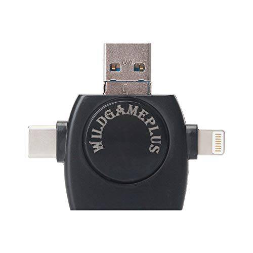 WILDGAMEPLUS 4 in 1 마이크로 SD 카드 리더, 리더기 메모리 카드 SLR 카메라 리더, 리더기 호환가능한 갤럭시 S8/ 안드로이드/ Mac/ PC/ 맥북, 라이트닝, 마이크로 USB, USB 타입 C, USB3.0 커넥터 트레일 카메라 뷰어 WG-R01
