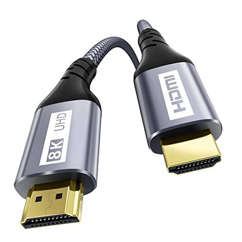 Gardien 8K HDMI 케이블 2.1-48Gbps 6.6FT/ 2M 울트라 고속 HDMI Braided Cord-4K@120Hz 8K@60Hz, DTS:X, HDCP 2.2& 2.3, 다이나믹 HDR, Dolby 호환가능한 Roku TV/ PS5/ HDTV/ Blu-ray
