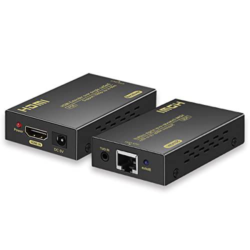 HDMI 확장기 Over Cat5e/ 6 1080P, HDMI 이더넷 확장기 196ft/ 60m HDMI 발룬 Using 싱글 파워 서플라이 POC 테크놀로지