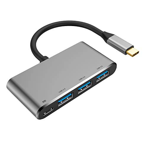 USB 3.1 Type-C to USB 허브 어댑터 w/ 3 USB 3.0 포트& PD 포트 맥북 12, New 맥북 프로 13 15 w/ 썬더볼트 3 포트 Pixelbook, HP 스펙터, 갤럭시 S8& More (스페이스 그레이)