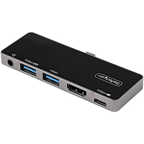 StarTech.com USB C 멀티포트 어댑터 - USB-C to 4K 60Hz HDMI 2.0, 100W 파워 Delivery Pass-Through 충전, 3-Port USB 3.0 허브,  오디오 - USB-C 미니 도크 - 휴대용 USB Type-C 여행용 도크 (DKT30ICHPD)