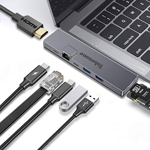USB C 허브 4K HDMI 어댑터 맥북 프로/ 에어, 8-in-2 멀티포트 도크 썬더볼트 3 100W PD 3.0, USB 3.0, 이더넷, SD/ TF 카드 리더, 리더기 맥북 프로/ 에어 2021 2020 2019 2018 13 14 15 16 인치