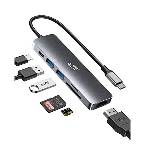 USB C 허브 맥북 HDMI 어댑터: 7in1 탈부착 스테이션 (HDMI USB 3.0 USB-C 100W 포트) 타입 C 동글 도크 맥북 악세사리 USB C 허브 멀티포트 어댑터 Mac 에어/ 프로 아이패드