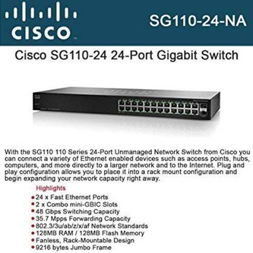 Cisco 스몰 비지니스 Sg110-24 - 스위치 - 24 포트 - Unmanaged - Rack-Mountable