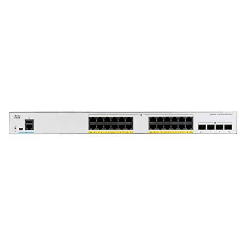Cisco Catalyst 1000-24T-4G-L 네트워크 스위치, 24 기가비트 이더넷 포트, 4 1G SFP 업링크 포트, 팬리스 작동, 강화 리미티드 (C1000-24T-4G-L)
