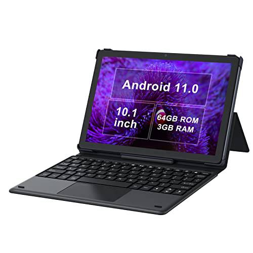 안드로이드 11 태블릿, 태블릿PC 10.1 인치 2 in 1 태블릿, 태블릿PC Octa-Core 프로세서 1920x1200 IPS 터치스크린 노트북 3GB 램 64GB ROM 키보드 와이파이 BT4.2 6000mAh 배터리 13MP 후방카메라