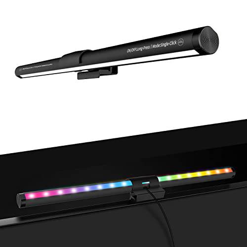 RGB 모니터 라이트 바, 듀얼 라이트 Source RGBCW 스크린 모니터 라이트, 아이 프로텍트 Anti-Glare USB 독서등 터치 컨트롤 가정용 오피스 게이밍 밝기조절가능 LED 컴퓨터 라이트