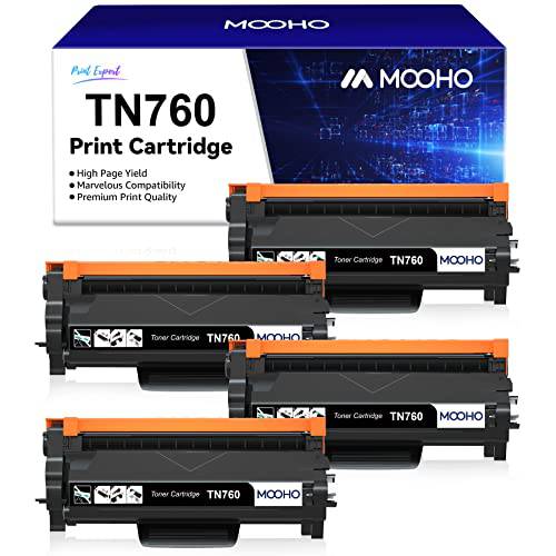 MOOHO 호환가능한 TN760 토너,잉크토너 카트리지 교체용 Brother 토너,잉크토너 TN-760 TN730 TN-730 Brother MFC-L2710DW HL-L2350DW HL-L2395DW HL-L2370DW MFC-L2750DW DCP-L2550DW 프린터 (블랙, 4-Pack)