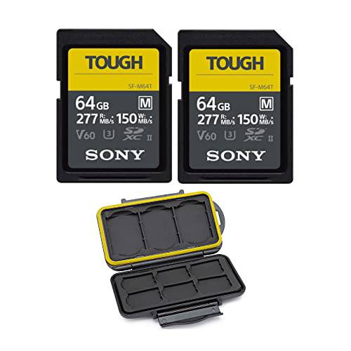 소니 64GB SF-M 시리즈 고속 내구성 SD 카드 (2-Pack) Koah 프로 러그드 메모리 스토리지 케이스 번들,묶음 (3 아이템)