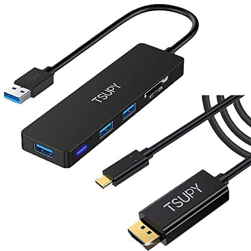 USB 3.0 허브 TSUPY 멀티 USB 허브 카드 리더, 리더기 슬롯, Product 이미지 USB C to DisplayPort,DP 케이블 4K@60Hz