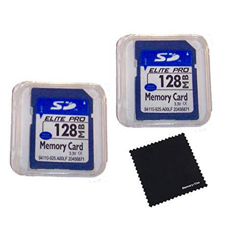 2 팩 128mb 메모리 카드 호환가능한 128 MB SD 카드, 2 팩 메모리 카드 and 케이스 w/ 빌트 to Last 극세사 천, 호환가능한 모든 SD 디바이스