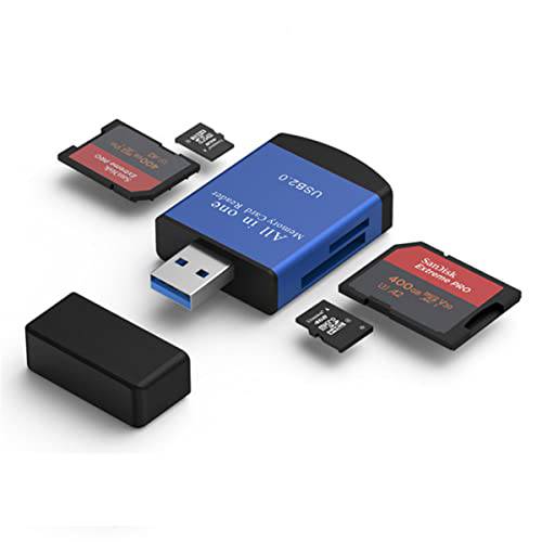 TXY 4 in 1 카드 리더, 리더기 USB2.0 to SD 마이크로 SD TF MS MMC M2 Cardreader 노트북 PC 스마트 카드 리더, 리더기 SD 카드 리더, 리더기 4 in 1 카드 어댑터 (블루)