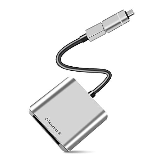 Saffok CFexpress 카드 Reade 10Gbps USB3.1+ TypeC（Adapter） Can 연결 to a 컴퓨터 and 휴대용 폰, 휴대용 알루미늄 합금, OS 지원: 안드로이드/ 윈도우/ Mac/ 리눅스