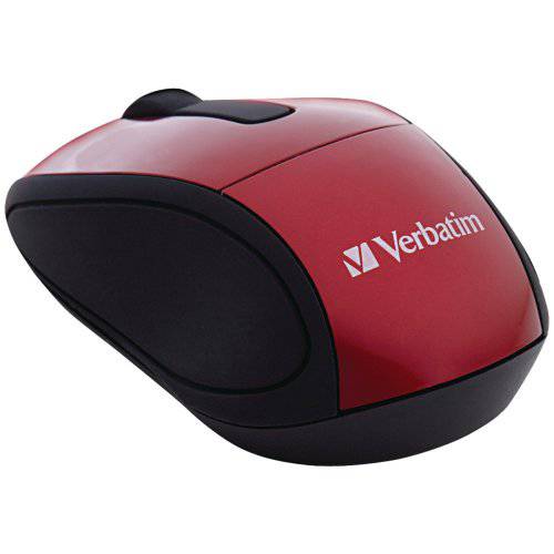 Verbatim 2.4G 무선 미니 여행용 광학 마우스 소형 리시버 Mac and PC - 레드