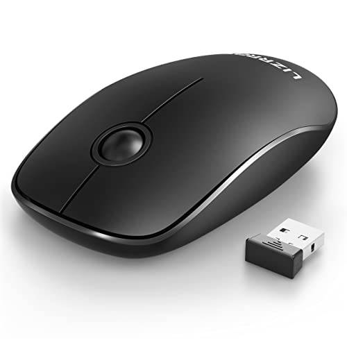 무선 마우스, LIZRROT 2.4G 노트북 마우스, 슬림 컴퓨터 마우스, 조용한 여행용 마우스, USB 마우스 PC, 컴퓨터, Mac, 노트북, 블랙