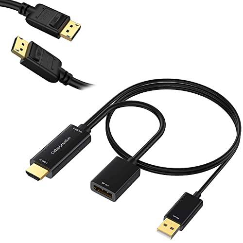 CableCreation HDMI to DisplayPort,DP 어댑터 번들,묶음 DisplayPort,DP to DisplayPort,DP 케이블 지원 4K x 2K@60Hz