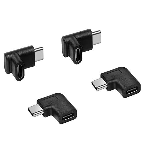 직각 USB C 어댑터 (4 팩), 10Gbps high-Speed 전송, 90 도 USB C to USB Type-C Male to Female Adapter.Connector  노트북&  태블릿, 태블릿PC&  휴대용 폰