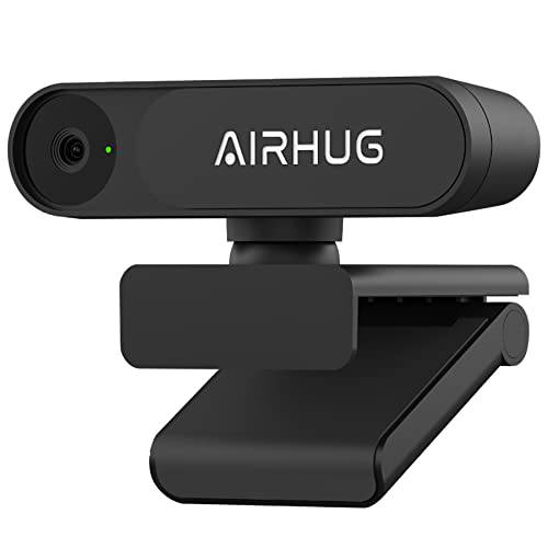 웹캠 HD 1080P - 비디오 회의 스트리밍 레코딩 - 플러그&  플레이 USB 웹 캠 프라이버시 커버 (블랙)
