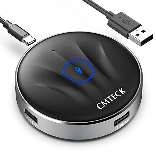 CMTECK USB 회의 마이크,마이크로폰, 전방향 콘덴서 PC 마이크 음소거 터치 버튼 레코딩, 스카이프, 온라인 Class, 컴퓨터 마이크,마이크로폰 3-Port USB 2.0 허브, Mac& PC, ZM360