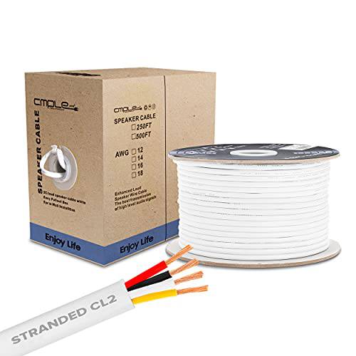 Cmple - 14AWG CL2 Rated 4-Conductor 고음량 스피커 케이블 - 250ft In-Wall 설치