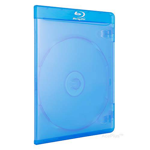 AcePlus 슬림 싱글 Blu-ray 케이스 in 6mm 매우얇은 두께 싱글 디스크 스토리지 클리어 랩 어라운드 and 로고 (25-Pack)