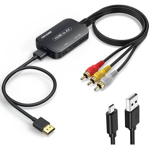 HDMI to RCA 컨버터, 변환기, ABLEWE HDMI to RCA 어댑터, HDMI to AV 3RCA CVBs 컴포지트, Composite 비디오 오디오 컨버터, 변환기 어댑터 TV 스틱/ Roku/ 애플 TV/ PC/ 노트북/ 엑스박스/ HDTV/ DVD, HDMI 케이블/ USB 케이블