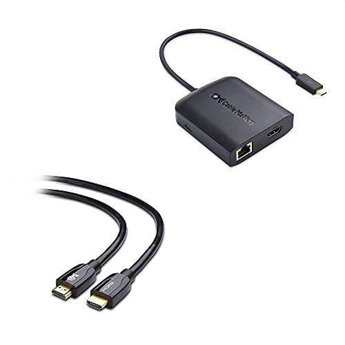 케이블 Matters USB C 허브 HDMI 4K, 80W 충전, 기가비트 이더넷, and 3X USB in 블랙 - USB-C and 썬더볼트 3 포트 호환가능한 서피스 프로 7, 맥북 프로, Dell XPS and More&  프리미엄 Certifi