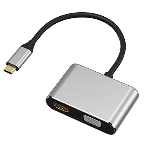 USB C to HDMI VGA 어댑터, Chosure USB 타입 C to VGA HDMI 분배기 컨버터, 변환기 썬더볼트 3 듀얼 HDMI VGA 어댑터 맥북 프로/ 아이패드 프로/ 에어 2020 2019 2018, Dell XPS 13/ 15, 서피스 프로, 갤럭시 S20