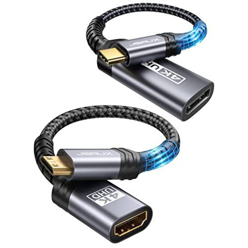 JSAUX USB 타입 C to DisplayPort,DP 어댑터 and 미니 HDMI to HDMI 어댑터 4K 60Hz HDR 3D 18Gbps Dolby, 호환가능한 DSLR, 캠코더, 그래픽 카드, 라즈베리 파이 Zero w, 노트북, 맥북 프로 2019 2018