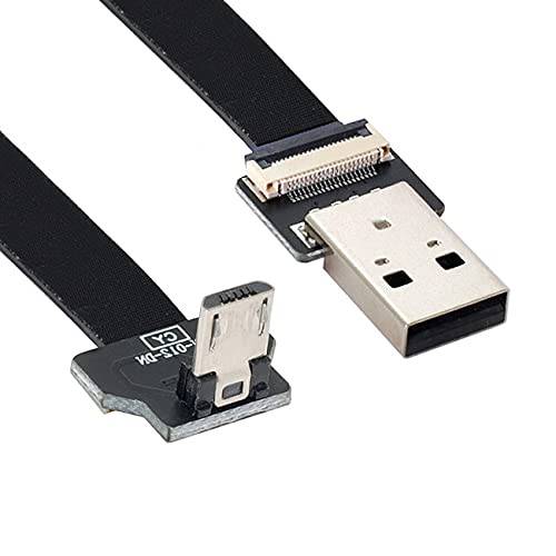 NFHK 다운 앵글드 USB 2.0 Type-A Male to 마이크로 USB 5Pin Male 데이터 플랫 슬림 FPC 케이블 FPV&  디스크&  폰 20cm