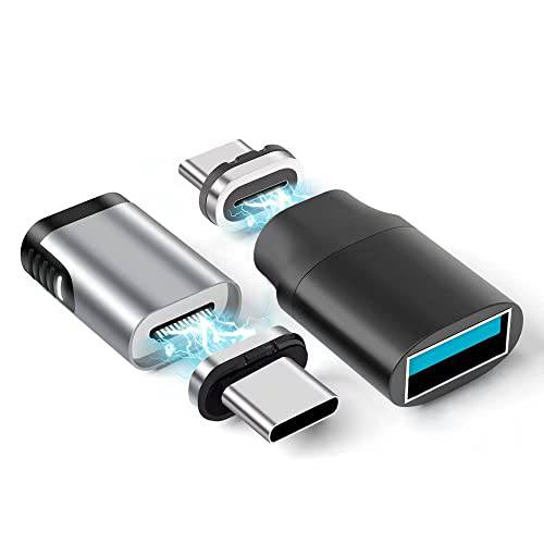 USB C 자석 어댑터 스트레이트 24 핀+ USB C to USB 어댑터 자석 C 커넥터 지원 데이터 전송 호환가능한 맥북 프로/ 에어/ 타입 C 디바이스