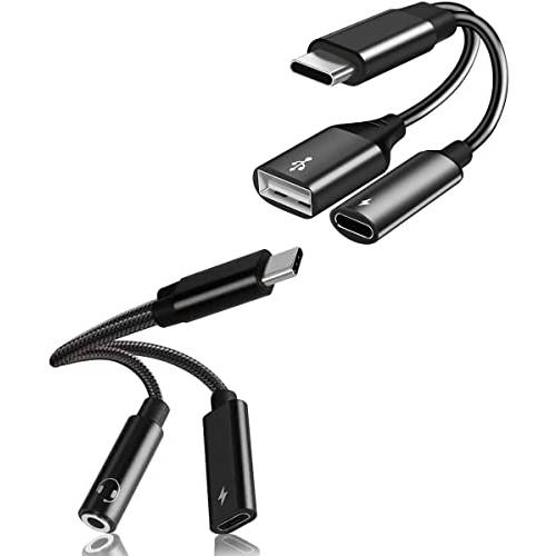 USB C to USB 어댑터 타입 C 충전, 2 in 1 타입 C 3.0 OTG 분배기 60W PD 고속충전 호환가능한 갤럭시 S22 S21 S20 S20+ 노트 20/ 10, 스위치, LG V40 V30 G8, Pixel4 XL, 구글 TV 2020