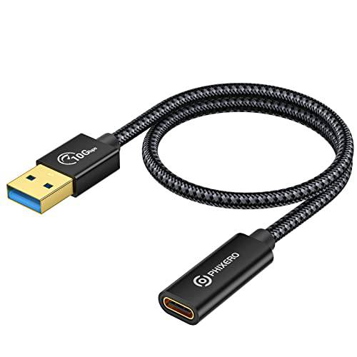 10Gbps USB C Female to USB Male 어댑터 1Ft, PHIXERO 3A 고속충전 USB A to USB C 어댑터 High-Speed 데이터 전송 and 충전 노트북, 충전기, MagSafe, 플래시 디스크, 퀘스트 링크.
