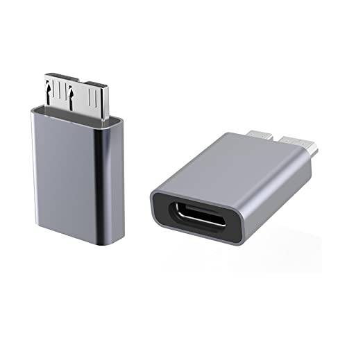 Kework 2 팩 마이크로 B USB to USB 타입 C 어댑터, USB 3.1 타입 C Female to USB 3.0 마이크로 B Male 어댑터 컨버터, 변환기 커넥터