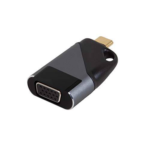 Realm USB-C to VGA 어댑터, USB 타입 C to VGA 여행용 어댑터, 호환가능한 맥북 프로 2020, 아이패드 프로 2020, 크롬북, XPS 13/ 15, 서피스 북, 갤럭시 S20 and More, 블랙 (RLMH12BK)