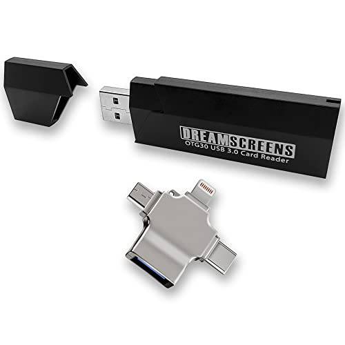 DREAMSCREENS USB 3.0 SD& 마이크로 SD 듀얼 카드 리더, 리더기 호환가능한 아이폰, 안드로이드, and 컴퓨터 (블랙)