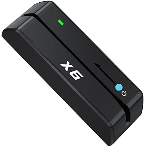 X6 블루투스 블루투스 자석 VIP 카드 리더, 리더기 라이터 USB 3 트랙 Swipe 인코더 [업그레이드된 블랙 버전]