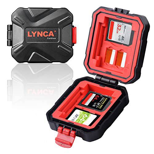LYNCA 카메라 메모리 카드 케이스, 방수& 충격방지 스토리지 박스, 프로페셔널 카메라 카드 하드 보호 케이스, 홀드 3 SD 카드 2 CF 카드 2 XQD 카드 2 TF (마이크로 SD) 카드 케이스
