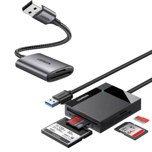 UGREEN SD 카드 리더, 리더기 4-in-1 USB 카드 어댑터 번들,묶음 2 in 1 알루미늄 USB 3.0 카드 리더, 리더기