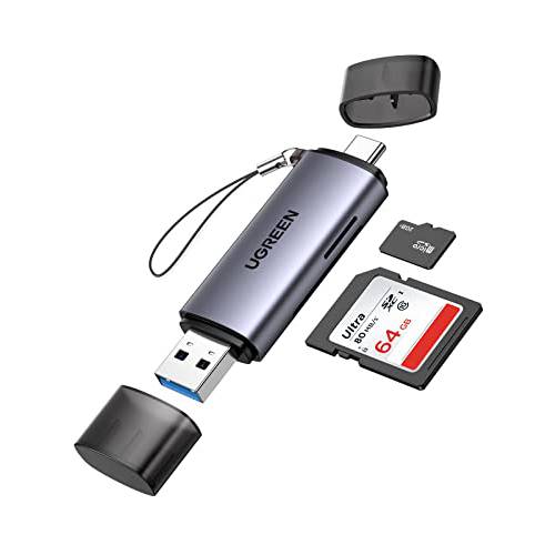 UGREEN SD 카드 리더, 리더기 USB 3.0 듀얼 슬롯 번들,묶음 SD 카드 리더, 리더기 USB C 메모리 카드 리더, 리더기 마이크로 SD USB 3.0 어댑터