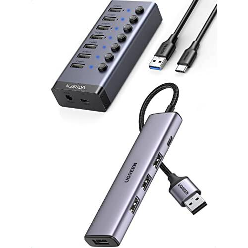 UGREEN USB 허브 3.0 전원 번들,묶음 USB 허브 알루미늄 4-Port USB 3.0 허브