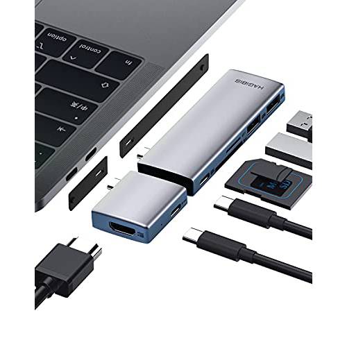 Hagibis USB C 허브 모듈식 자석 USB Type-C 허브 4K@60Hz HDMI, Separated 듀얼 USB-C 어댑터 맥북 프로 에어 M1/ 2020/ 2019/ 2018 아이패드 프로, SD/ TF, USB 3.0, 100W 파워 Delivery (SD/ 마이크로 SD)