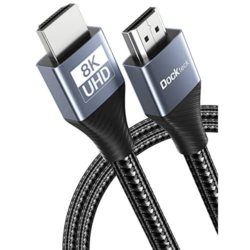 Dockteck 8K HDMI 케이블 6ft | 고속 hdmi to hdmi 케이블 2.1, Braided 케이블, 8K 60Hz 48Gbps 120Hz 지원 eARC Dolby 비전 HDR 10 HDCP 2.2& 2.3, 호환가능한 Roku TV PS5/ 4 HDTV 엑스박스 Blu-ray