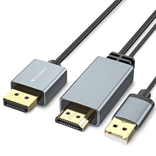 알루미늄 HDMI to DisplayPort,DP 케이블, FOINNEX 6Ft HDMI to DP 어댑터 지원 4K@60Hz/ 2K@144Hz 호환가능한 컴퓨터, 모니터 and PS3, 엑스박스