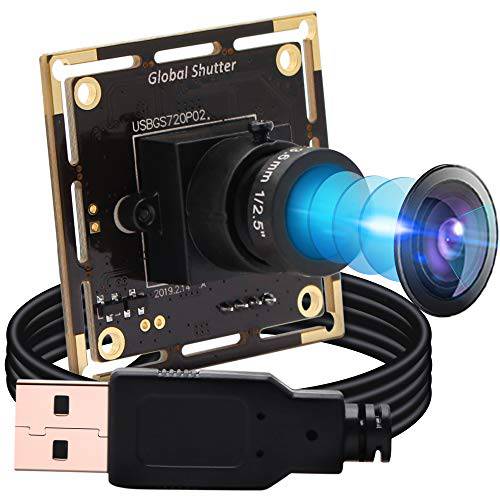 USB 카메라 모듈 HD 1280X720@60fps, USB 웹캠 글로벌 셔터 AR0144 이미지 센서, 작은 USB 카메라 3.6mm 렌즈 산업용 UVC 웹 카메라 플러그 and 플레이 윈도우/ Mac/ 리눅스/ 라즈베리 파이