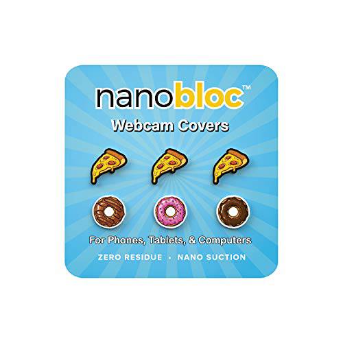 Eyebloc NanoBloc 웹캠 커버 - 범용 리유저블,재사용 카메라 커버 모든 디바이스 - 세이프 스크린 클로져, 강력 소형 석션 No 잔여 (6-Pack, 피자 도넛)