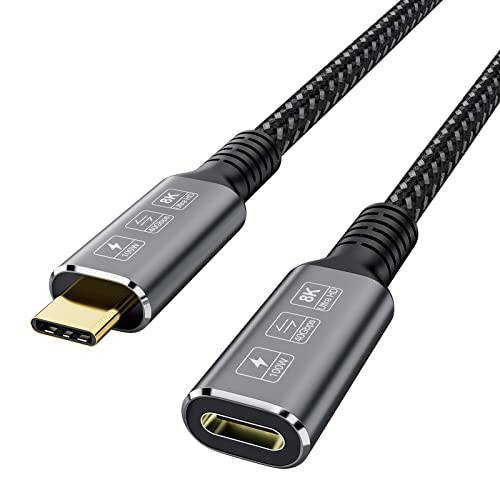 CableDeconn USB4 8K 케이블 0.8M 썬더볼트 4 호환가능한 USB 4 Type-c Male to Female 연장 케이블 울트라 HD 8K@60Hz 100W 충전 40Gbps 데이터 전송 호환가능한 외장 SSD eGPU