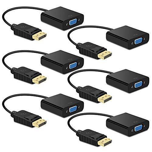 6 팩 DisplayPort,DP to VGA 컨버터, 변환기 어댑터, EEEKit 금도금 DP to VGA 케이블 연결 Male to Female 컴퓨터, 데스크탑, 노트북, PC, 모니터, 프로젝터, HDTV, HP, 레노버, Dell, ASUS and More