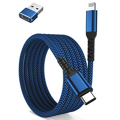 USB C to 라이트닝 충전기 케이블 10ft USB A 어댑터, 애플 MFI 인증된 타입 C 파워 Delivery PD 고속충전 케이블 New 아이폰 11 12 13 미니 프로 맥스, SE 2020, 아이패드 8 9 8th 9th 세대 2021