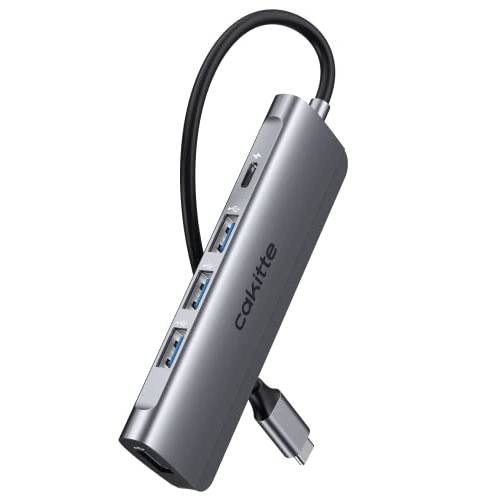 USB C 허브, Cakitte 5-1 USB C 어댑터 4 USB 3.0 포트, 100W USB-C PD 충전 포트, USB C 허브 멀티포트 어댑터 맥북 프로, 아이패드 프로, XPS, Pixelbook, and More